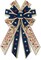 Threetols Large Patriotic Wreath Bows, Patriotic Star Bows for Wreath Memorial Day Burlap Stripes Bows for Front Door, Red Blue Linen American Flag Bows for 4th of July Indoor Outdoor Tree Decor